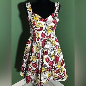 Hot Topic Floral Sundress with Yellow & Red Roses